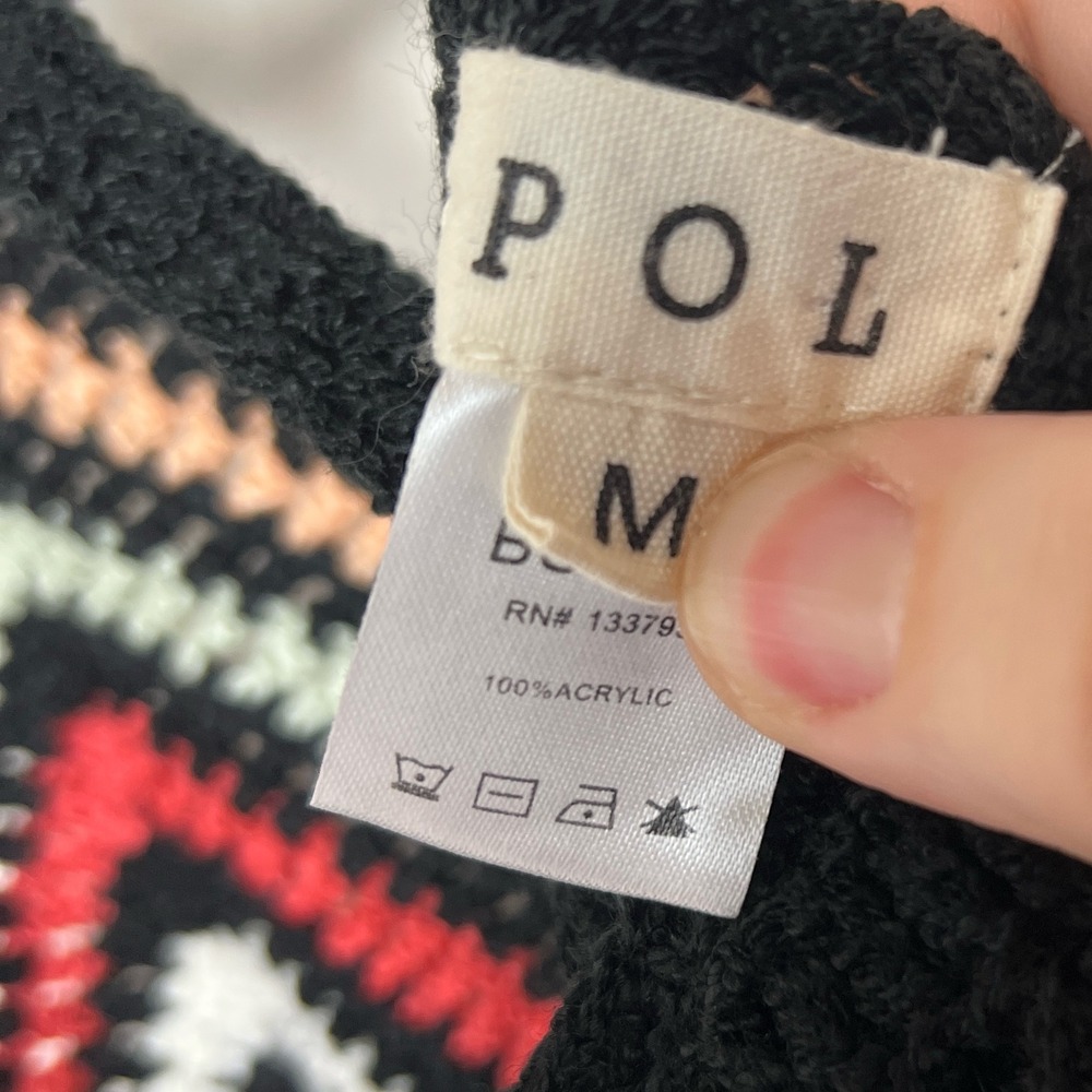 POL Crochet Rainbow Crop Top Festival Boho Sleeveless Tank Top Black Size M‎ - Picture 6 of 6